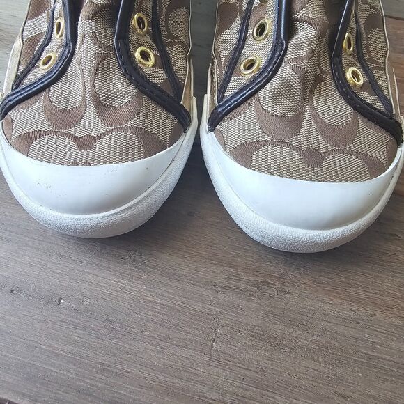 Coach Felix Signature C Canvas Slip-On Sneakers US 9B Gold Brown Low Top - Picture 4 of 7